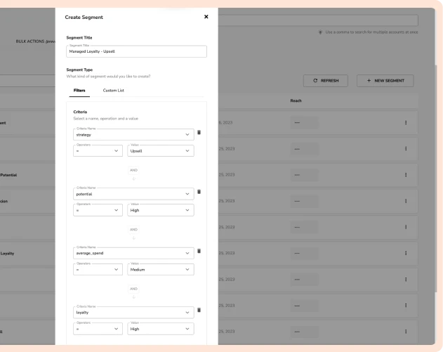 Dashboard segment area from Spoonity