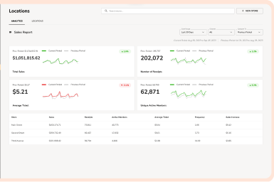 Dashboard of performance in loyalty analytics